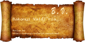 Bakonyi Valéria névjegykártya